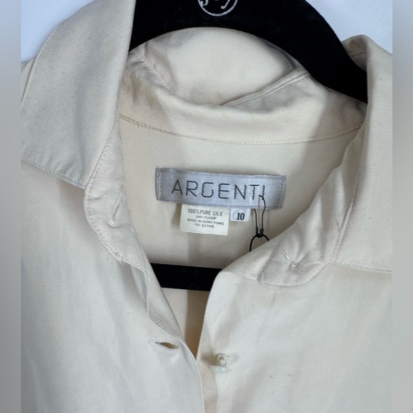 Vintage 1990s 100% silk ivory cream soft shirt dress. Argenti - Picture 3 of 4
